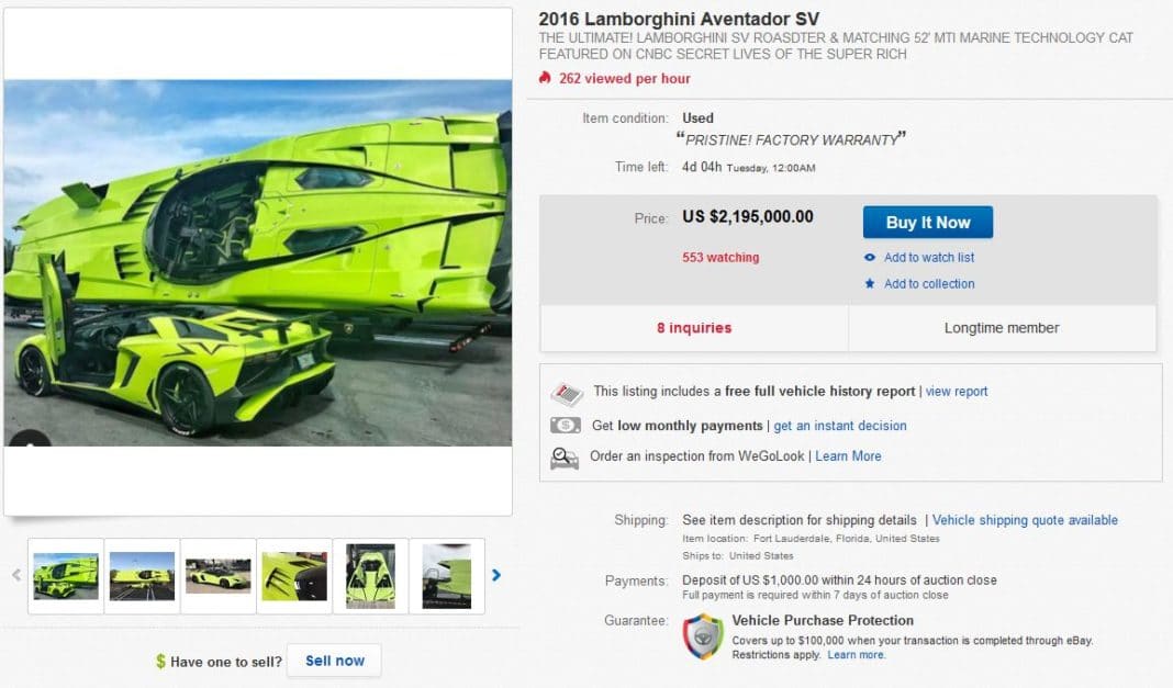Annonce Ebay Lamborghini Aventador SV