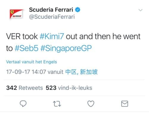 Ferrari Tweet - Grand Prix de Singapour 2017