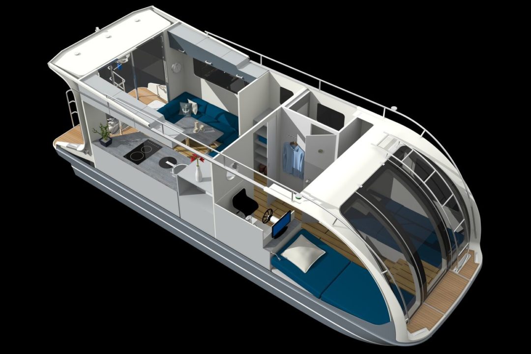 Intérieur du CaravanBoat - Departure One (Bateau caravane)