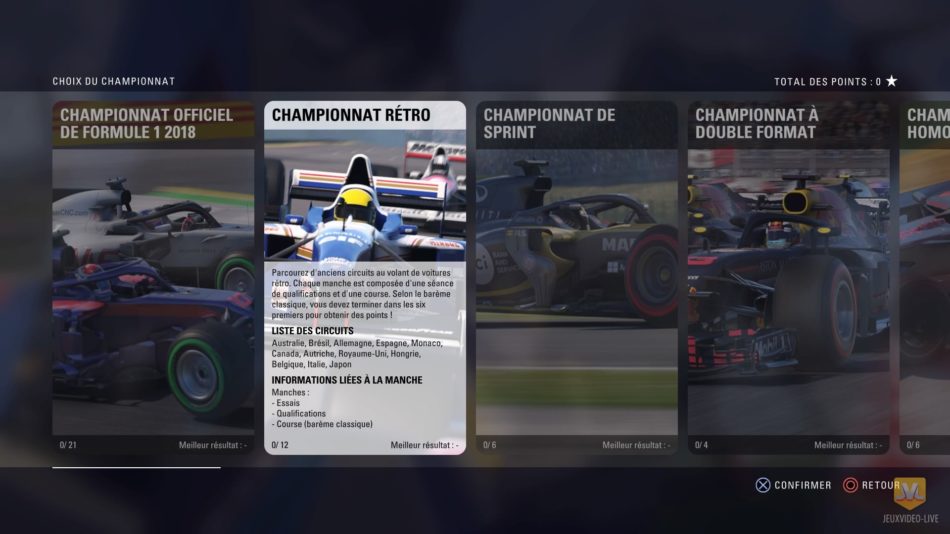 F1 2018 - Menu jeu