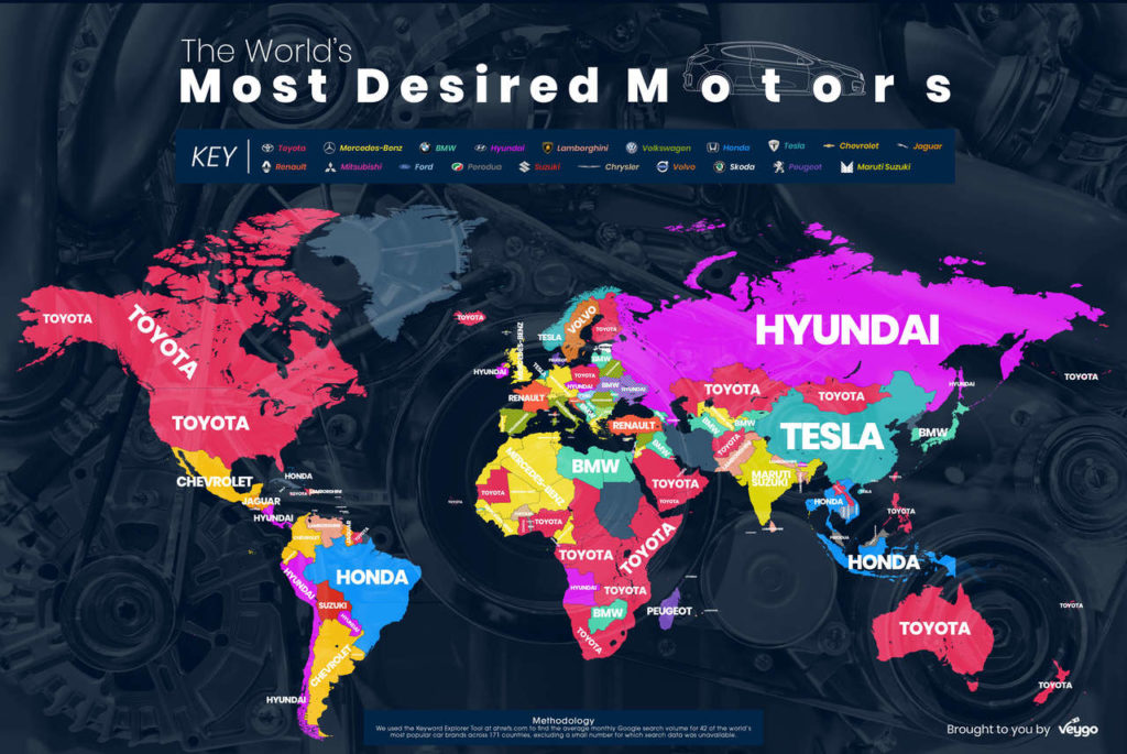 Les constructeurs les plus recherchés sur Google dans le monde