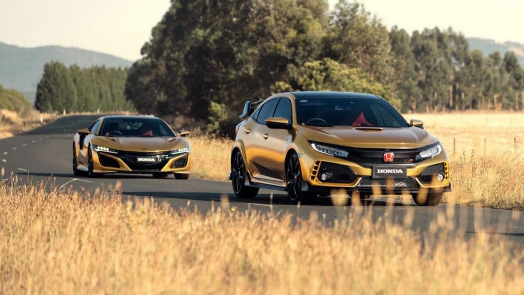 Honda Civic Type R et NSX dorées