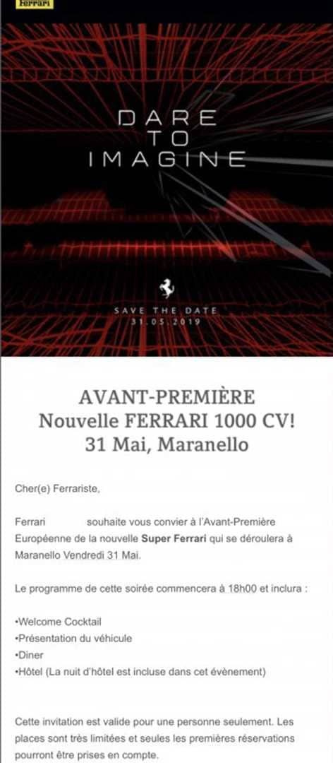 Invitation Ferrari présentation hypercar hybride