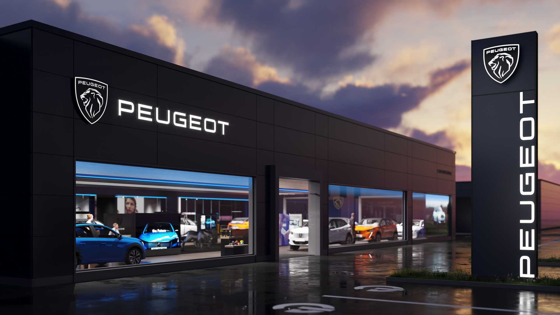 Concession Peugeot avec nouveau logo (2021)