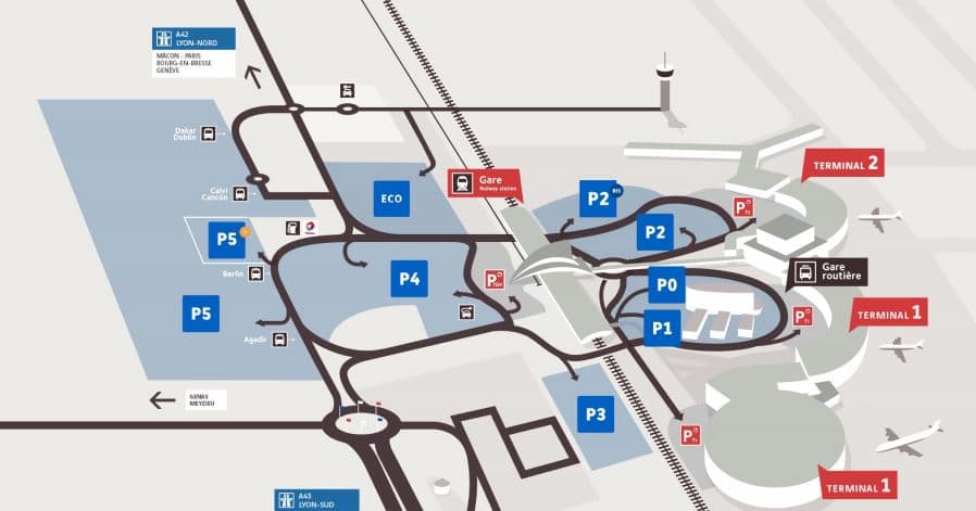 plan parking aéroport lyon saint exupery